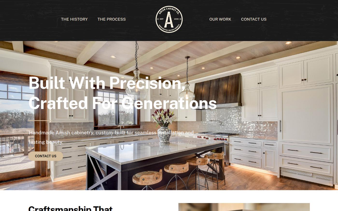 The live Amish Cabinet Co. website