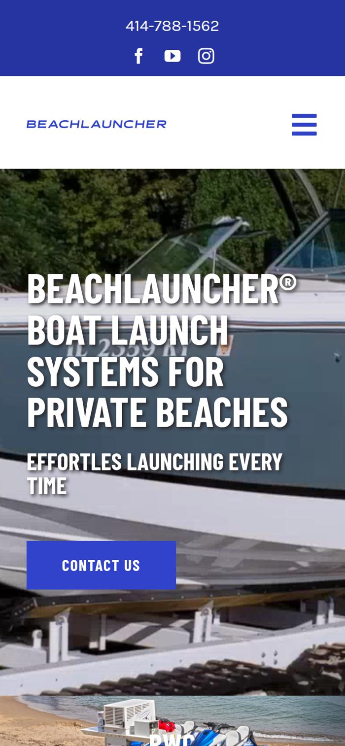 The live Beachlauncher website on a phone