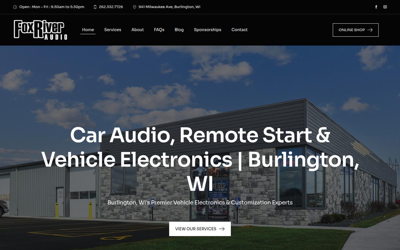 The live Fox River Audio website