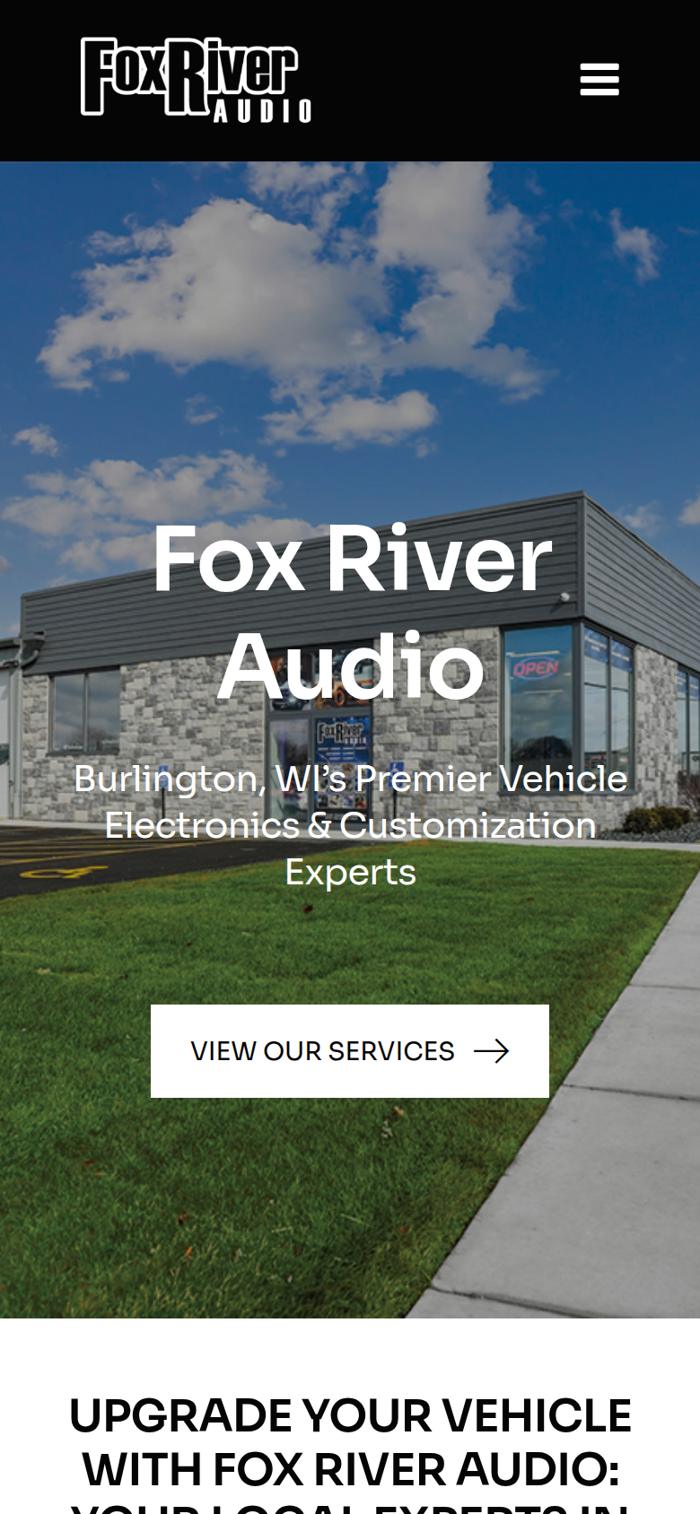 The live Fox River Audio website on a phone