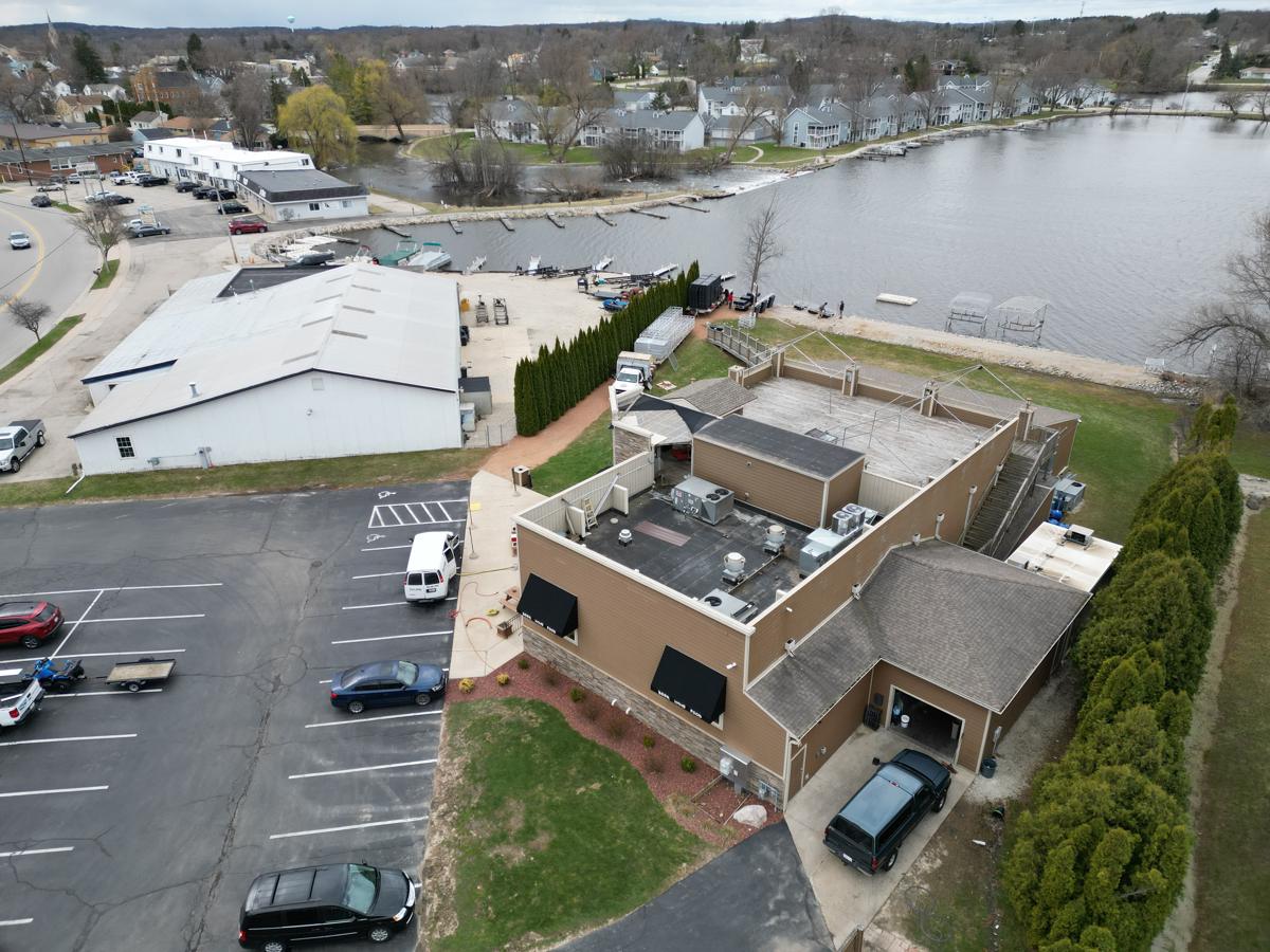 Aerial waterfront install by Hometown Piers