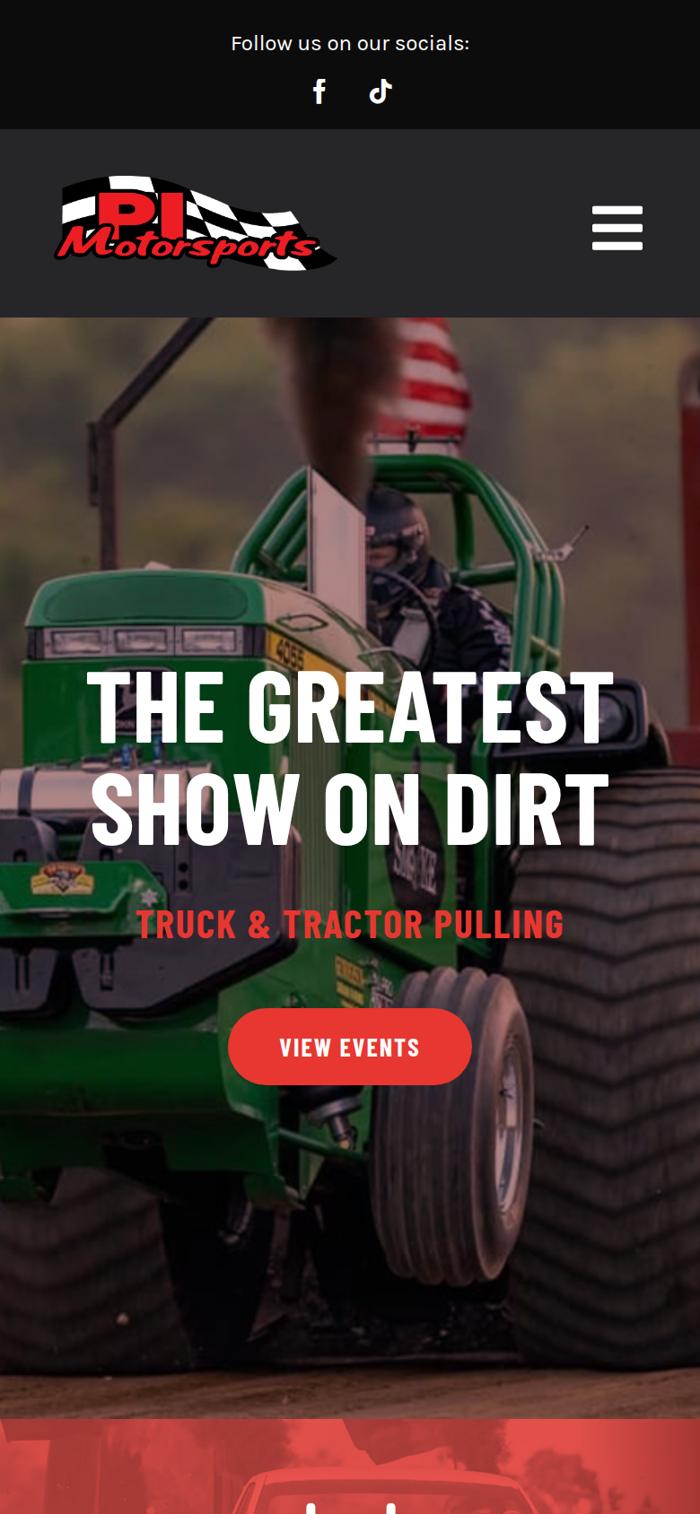 The live PI Motorsports website on a phone