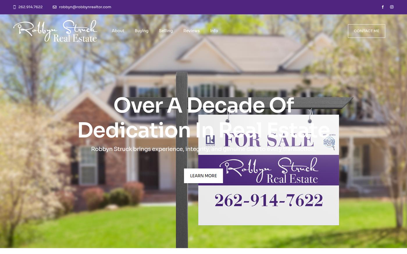 The live Robbyn Struck Real Estate website on desktop