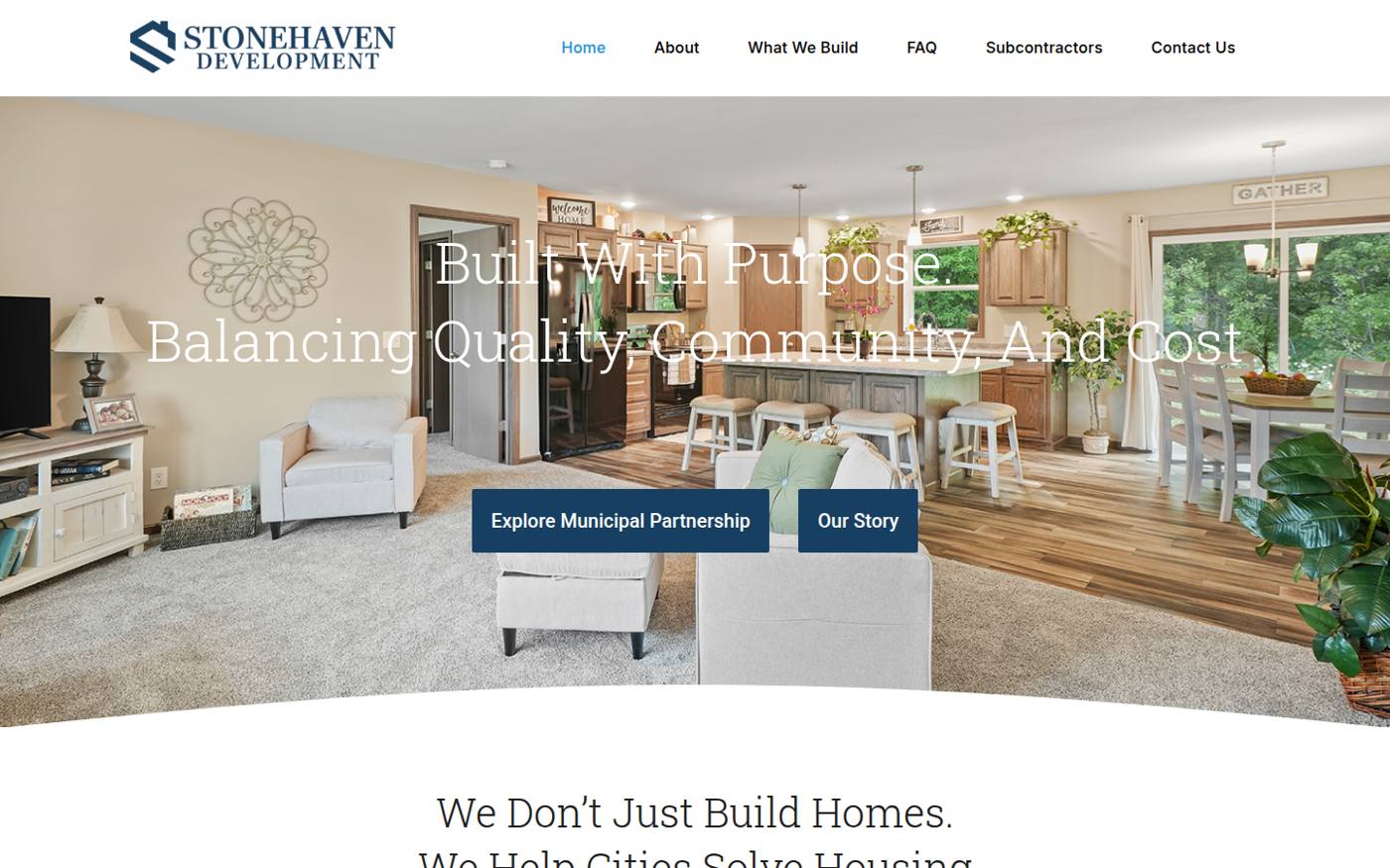 The live Stonehaven Development website
